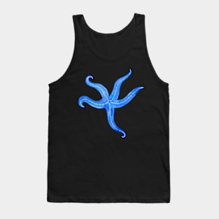 Blue Watercolor Starfish Sticker Tank Top